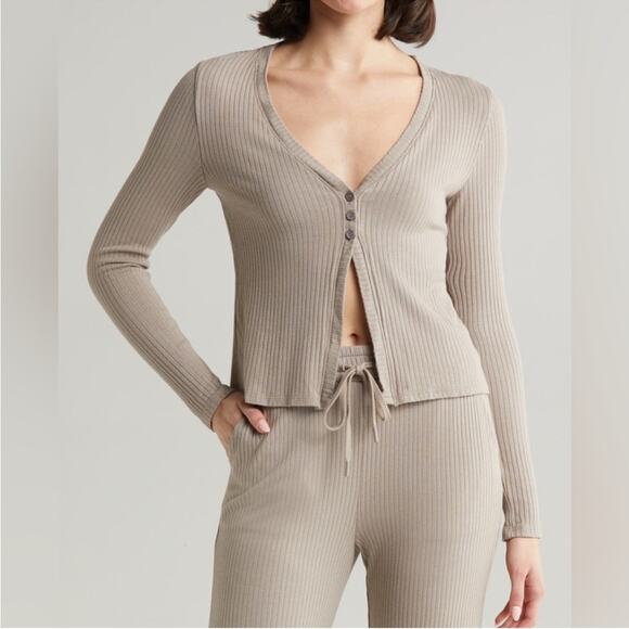 NWOT Beyond Yoga Well Traveled Rib-Knit Cardigan in Birch - Size XS - Picture 1 of 7